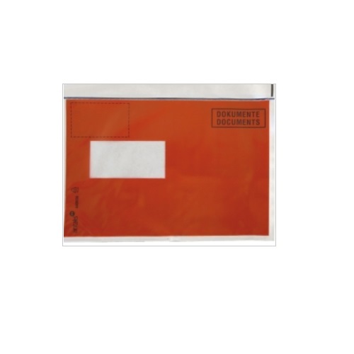 Dokumententaschen rot mit Druck "Dokumente", 23 x 16 cm, Fenster links, 1000 Stck
