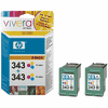 Doppelpack Original HP Nr.343 Tintenpatrone Color, 2 x 7 ml.
