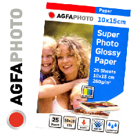 AGFAPHOTO Super Photo Glossy Fotopapier (25 Blatt), 260g 10 x 15 cm.