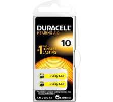 DURACELL Piles Easy Tab 10 Zinc Air D6, 1.4 V. 6 pcs., 4-077559