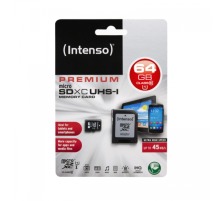 INTENSO Micro SDXC Card PREMIUM 64GB with adapter, UHS-I, 3423490