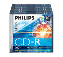 PHILIPS CD-R Slim 80MIN/700MB 52x foil 10 Pcs, CR7D5NS10