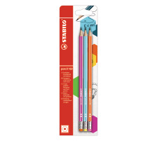 STABILO Bleistift 160 mit Gummi HB assortiert 3 Stk., B-50500