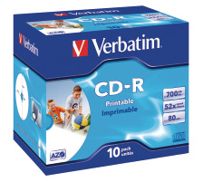 VERBATIM CD-R Jewel 80MIN/700MB 52x fullprint 10 Pcs, 43325