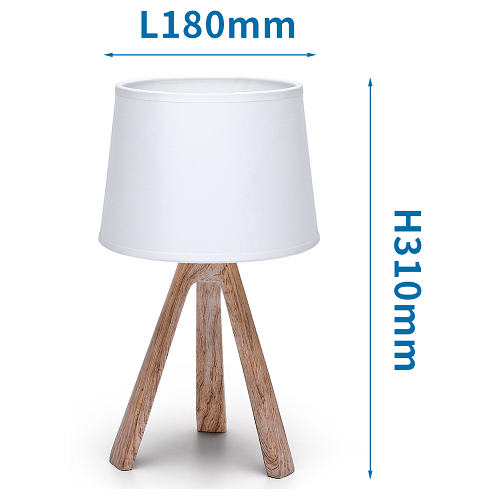 Lampe de table avec abat-jour blanc et socle en aspect bois, 31x18cm, sans ampoule (E14)