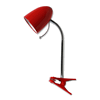 Lampe de table rouge avec clip, sans ampoule (E27)