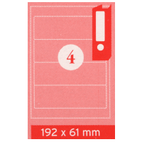 Selbstklebe-Etiketten, A4, 192 x 61 mm, 400 Stk. Aktenordnerformat.