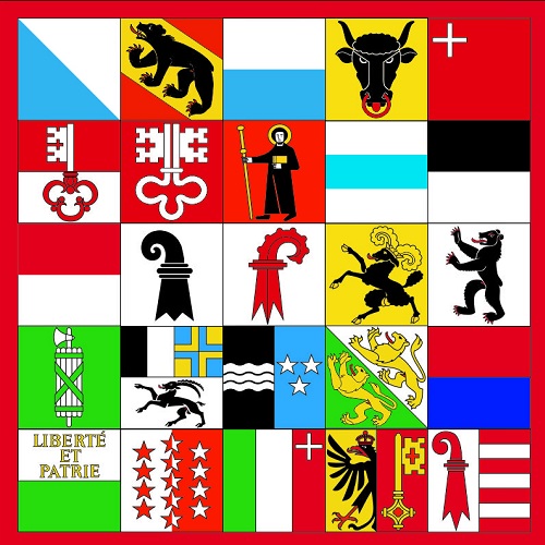 Fahne mit "allen" Kantonen 100x100cm Multiflag