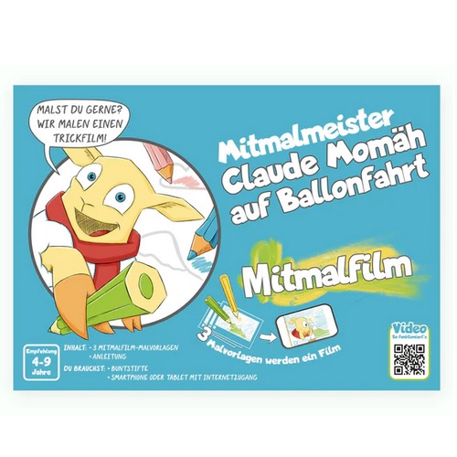 Film  colorier Claude Momh auf Ballonfahrt, 3 modles de coloriage (DIN A5) pour faire un film