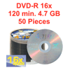 XEO DVD-R vierges, 16 x Speed, 120 Min. 4,7 GB, 50 Stk.