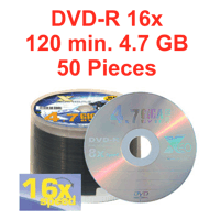 XEO DVD-R Rohling, 16 x Speed, 120 Min. 4,7 GB, 50 Stk.