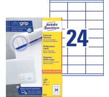 AVERY ZWECKFORM Etiquettes 70x35mm Universel, blanc 100fl./24pc., 3422