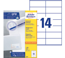 AVERY ZWECKFORM tiquettes univers. 105x41mm blanc,perm. 1400pcs./100flls., 3477