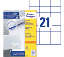 AVERY ZWECKFORM Etiquettes 70x42,3mm Universel, blanc 100fl./21pc., 3652