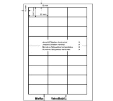 BIELLA Etiquettes 60x30mm blanc, A4 10 flls. de 27pcs., 273632