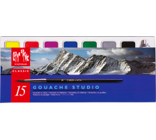 CARAN D'ACHE Gouache Studio Wasserfarben 14 Farben, 1 x wei + Pinsel, 1000.315