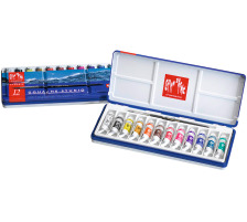 CARAN D'ACHE Deckfarbe Gouache 12 Tuben Metallbox, Pinsel, 2001.312