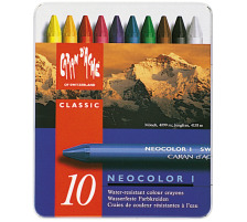 CARAN D'ACHE Crayons de cire Neocolor 1 10 couleurs box mtal, 7000.31
