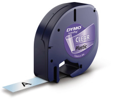 DYMO Ruban LetraTag 12mmx4m noir/transparent, S0721550