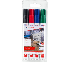 EDDING Permanent Marker 3300 1-5mm schwarz,rot,blau,grün 4 Stk., 3300-E4