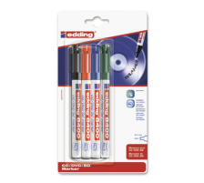 EDDING CD/ DVD Marqeur 8400 0.5-1mm 4 couleurs ass. Blister, 8400BLI12
