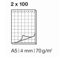 ELCO Bloc-notes quadrill 4mm A5 blanc, 70gm2 2x100 flls., 74430.17