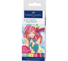 FABER-CASTELL Pitt Artist Pen Manga Shjo diverse Farben 6 Stck, 167155