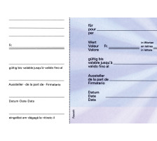 FAVORIT Bon cadeaux A/F/I bleu,20.5x10.5cm,Bloc  25flls, 2059blau