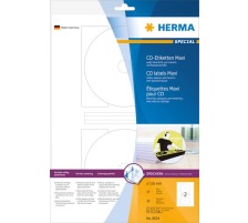 HERMA CD Labels, blanc, 116mm 20 pcs.. / 10 flls., 8624