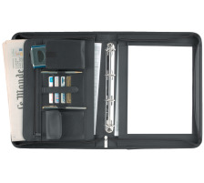 ID Serviette de conf.310x380x60mm avec zip, incl. bloc A4 noir, 750 30
