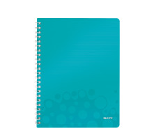 LEITZ Spiralbuch WOW PP A4 eisblau metallic 80 Blatt, 46380051