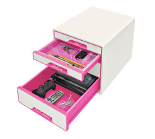 LEITZ Set tiroirs WOW Cube A4 blanc/pink, 4 tiroirs, 52132023