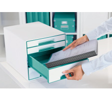 LEITZ Set tiroirs WOW Cube A4 blanc/menthe, 4 tiroirs, 52132051