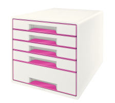 LEITZ Set tiroirs WOW Cube A4 blanc/pink, 5 tiroirs, 52142023