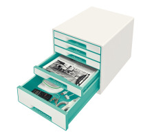 LEITZ Set tiroirs WOW Cube A4 blanc/menthe, 5 tiroirs, 52142051