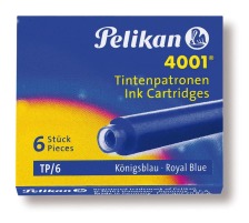 PELIKAN Recharges p. stylo encre TP/6 bleu roi, effaable 6 pices, 301176