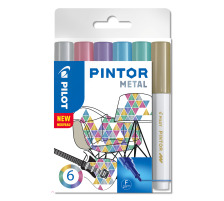 PILOT Marker Pintor Set Metallic 6 Stifte Medium, S6/051745