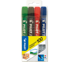 PILOT Permanent Marker 100 1mm Round Tip, ass. 4 pcs., SCA100SET