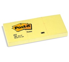 POST-IT Bloc 38x51mm jaune/100 feuilles 3 pices, 653Y