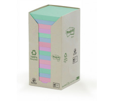 POST-IT Bloc-notes recycl. 76x76mm 6-couleurs, 16x100 flls., 654-1RPT