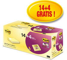 POST-IT Paquet Promo Notes 77x76mm canary yellow 14+4, 654P14CY+