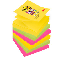 POST-IT Bloc Super Sticky Z-Notes 5-couleurs,6x90 flls. 76x76mm, R3306SSR
