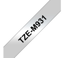 PTOUCH Flexitape lam. noir/argent-mat pour PT-550 12 mm, TZe-M931