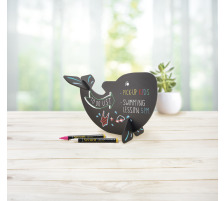SECURIT Kreidetafel WHALE schwarz 22x14.5x10cm, T3D-WHALE