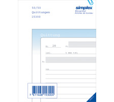SIMPLEX Quittance D A6 bleu/blanc 50x2 feuilles, 15300D