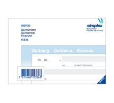SIMPLEX Quittance D/F/I A6 bleu/blanc 100x2 feuilles, 15336