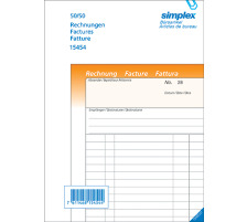 SIMPLEX Factures D/F/I A6 orange/blanc 50x2 feuilles, 15453