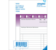 SIMPLEX Bloc combi D/F/I A5 blanc 50x3 feuilles, 15508