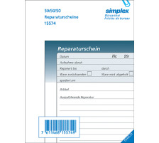SIMPLEX Billet rparation F A6 gris/bleu 50x3 feuilles, 15575
