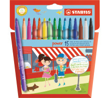STABILO Stylo Fibre Power 15 pcs., couleurs ass., 280/15-01